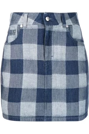 Woolrich Women Denim Skirts - Gingham-check short denim skirt