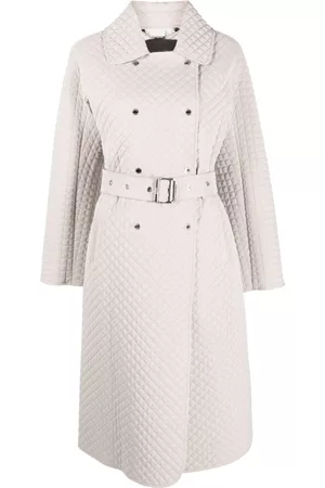 MOORER Women Coats - Quilted double-breasted long coat