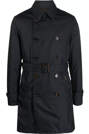 MOORER Double-breasted belted trench coat
