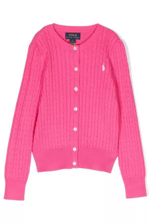 Ralph Lauren Girls Cardigans - Logo-embroidered cable-knit cardigan