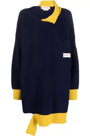Marni Asymmetric raw-edge ribbed jumper
