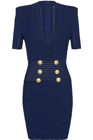 Balmain V-neck knitted dress