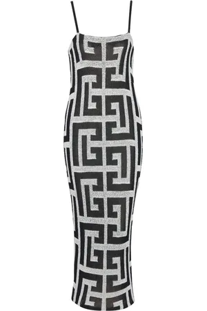 Balmain Monogram-jacquard midi dress