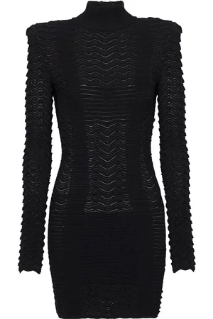 Balmain Long-sleeve textured minidress