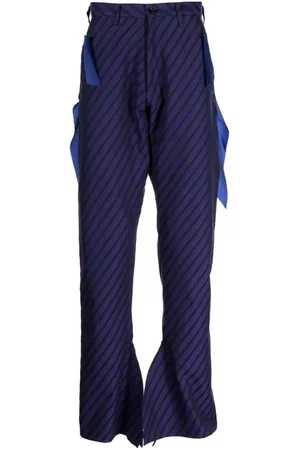 Sulvam Diagonal-striped straight-leg trousers