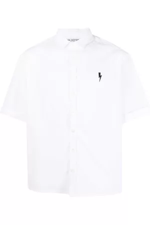 Neil Barrett Men Shirts - Embroidered-logo cotton shirt