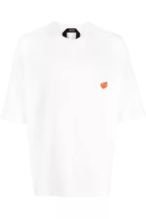Nº21 Men Short Sleeve - Peach-appliqué jersey T-shirt