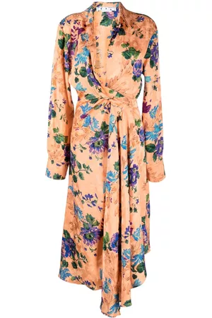 OFF-WHITE Women Printed Dresses - Floral-print wrap dress