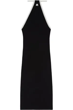 Courrèges Logo-embroidered halterneck midi dress