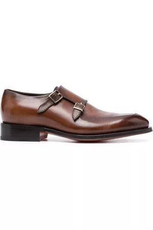 santoni Men Shoes - Double-buckle leather monk shoes