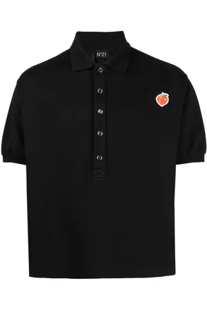 Nº21 Men Polo Shirts - Peach-appliqué cotton polo shirt