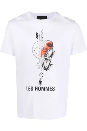 Les Hommes Men Short Sleeve - Graphic-print cotton T-shirt