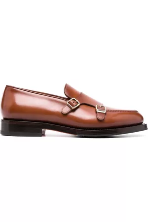 santoni Men Shoes - Double-buckle leather monk shoes
