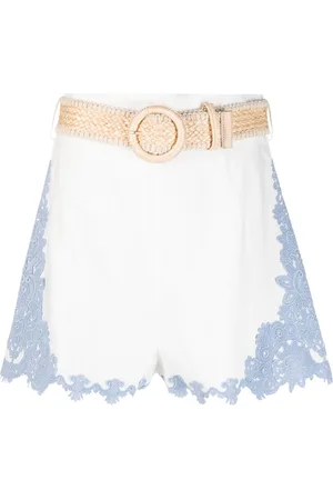 ZIMMERMANN Raie lace-trim belted shorts