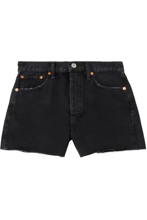 RE/DONE Mid-rise washed-denim shorts