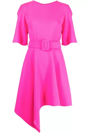 Oscar de la Renta Asymmetric-hem belted dress