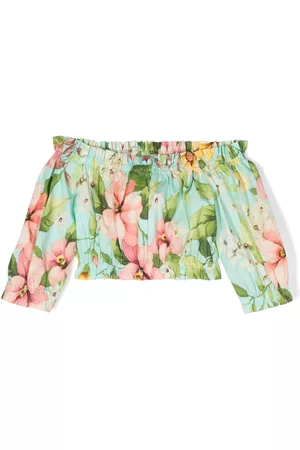 Twin-Set Kids Girls Blouses - Floral-print cropped blouse