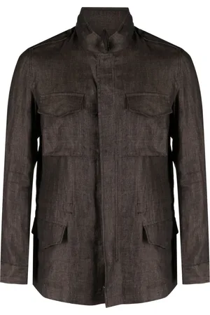 BARBA Multiple-pocket linen shirt jacket