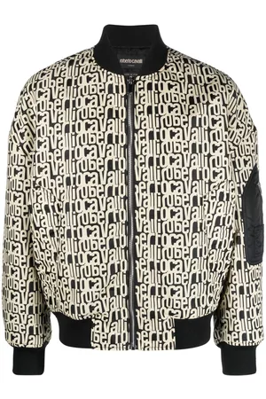 Roberto Cavalli Men Bomber Jackets - Logo-print bomber jacket