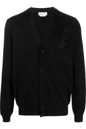 Alexander McQueen Feather bead-embellished wool cardigan