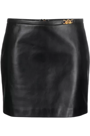 VERSACE Zip-up leather miniskirt