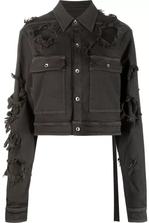 Rick Owens Distressed-effect cropped denim jacket
