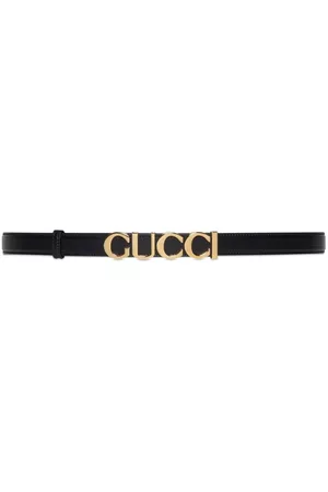 Gucci Women Belts - Logo-plaque thin leather belt