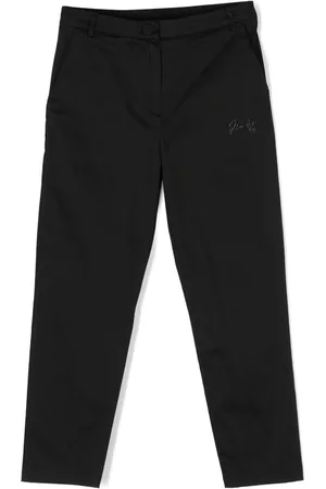 Pinko Kids Girls Stretch Pants - Embroidered-logo stretch-cotton trousers