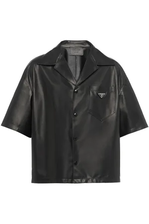 Prada Nappa-leather bowling shirt
