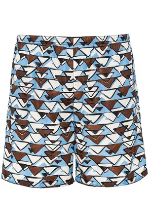 Prada Men Swim Shorts - Triangle-print swim shorts