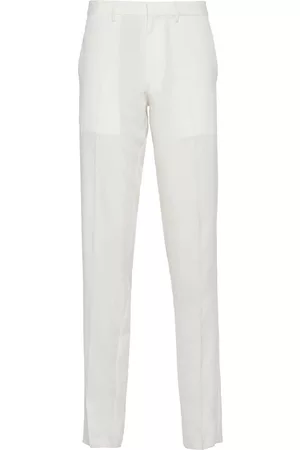 Prada Men Pants - Triangle-logo silk trousers