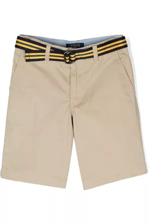 Ralph Lauren Boys Shorts - Logo-embroidered belted chino shorts