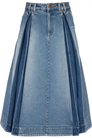 Balmain Pleated denim skirt
