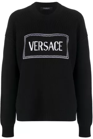 VERSACE Logo-intarsia ribbed jumper