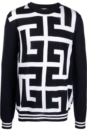 Balmain Monogram-print merino wool jumper