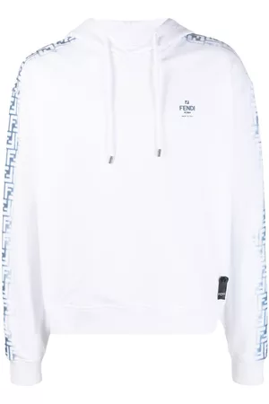 Fendi Men Sweatshirts - FF-motif drawstring hoodie