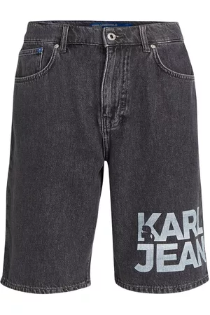 Karl Lagerfeld Men Shorts - Logo-print denim shorts