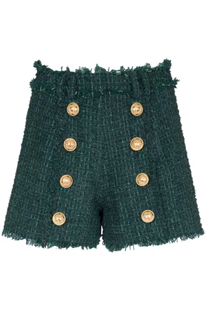 Balmain Button-detail tweed shorts