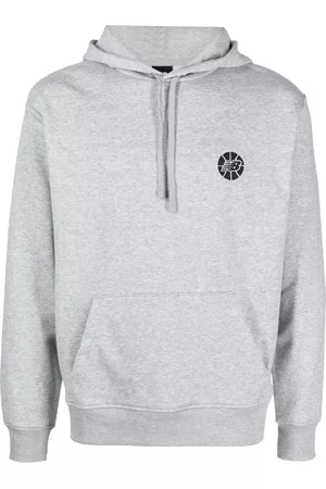 New Balance Men Sweatshirts - Embroidered-logo melange-effect hoodie