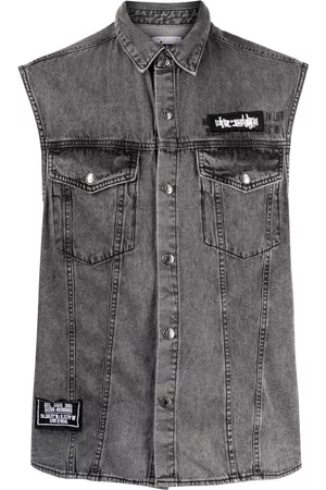 Izzue Sleeveless patch-detail denim shirt