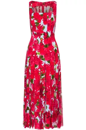 Oscar de la Renta Women Party Dresses - Dahlia floral print pleated dress