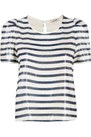 Zadig & Voltaire Striped sequin-embellished top