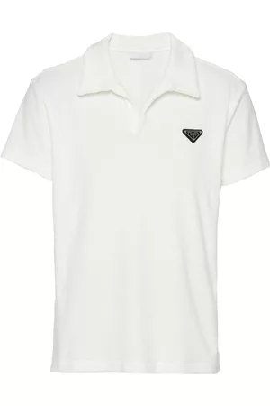 Prada Men Polo Shirts - Logo-plaque terry cloth polo shirt