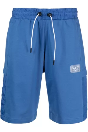 EA7 Men Sports Shorts - Logo-appliqué drawstring-waist shorts