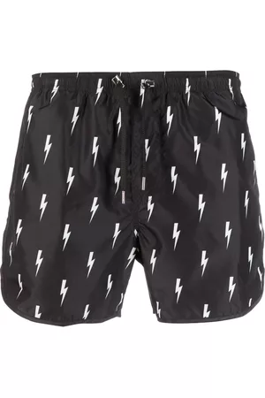 Neil Barrett Men Swim Shorts - Lightning bolt-print swim shorts