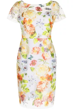 Marchesa Notte Women Party Dresses - Floral-embroidered short-sleeve minidress
