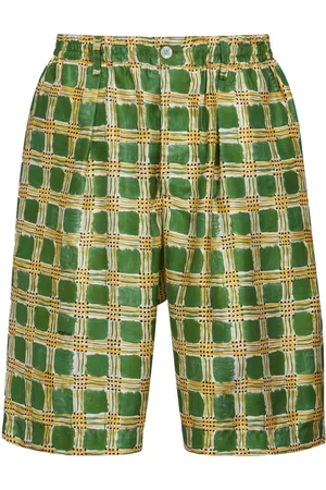 Marni Check Fields silk shorts