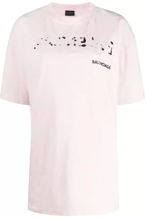 Balenciaga Women Short Sleeve - Oversized logo-print T-shirt