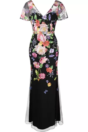 Marchesa Notte Women Party Dresses - Floral-embroidered V-neck gown