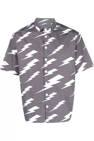 Neil Barrett Men Shirts - Thunderbolt-print cotton shirt
